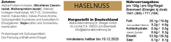 Lower Carb Riegel Haselnuss